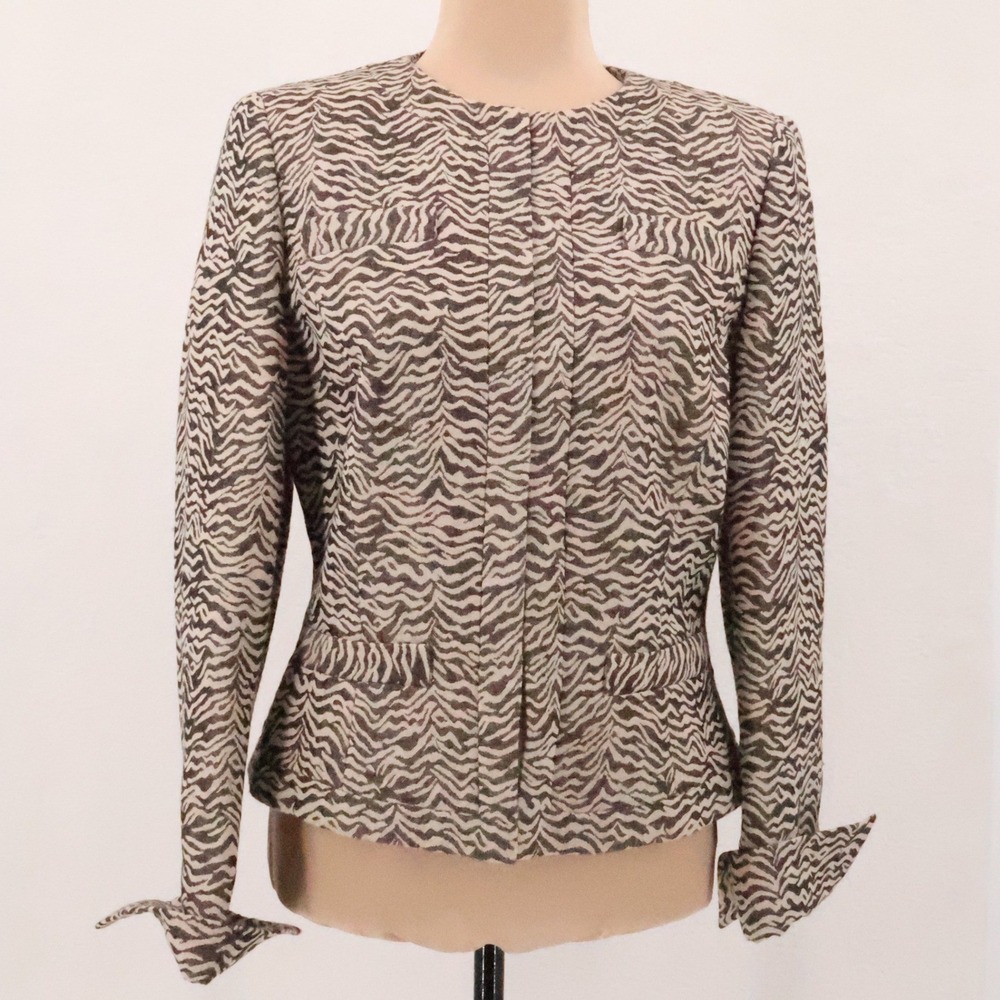 Dana Buchman Zebra Print Blazer Jacket Womens Size 6 Vtg 90s‎ Minimalist Office